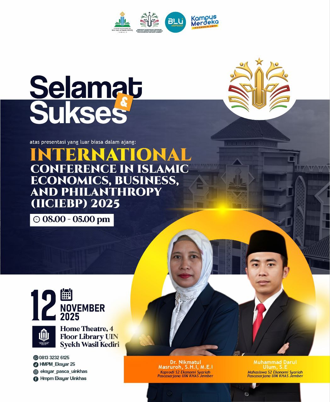 Mahasiswa Magister Ekonomi Syariah Pascasarjana UIN KHAS Jember Bersinar di AICIEBP 2025